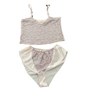 Vintage Victoria’s Secret Gold Label Pink Satin Floral Lace Lingerie Set Y2K 90s